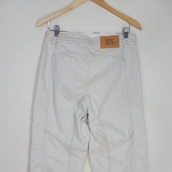 BDG Urban Outfitters Low Rise Tapered Moto Zipper JEANS Size 28 Ivory Denim NEW - Picture 8 of 13